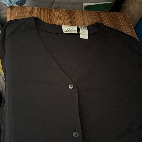 Villager A Liz Claiborne Company Black Light Jacket Cover Up Button Cardigan M - Picture 10 of 16